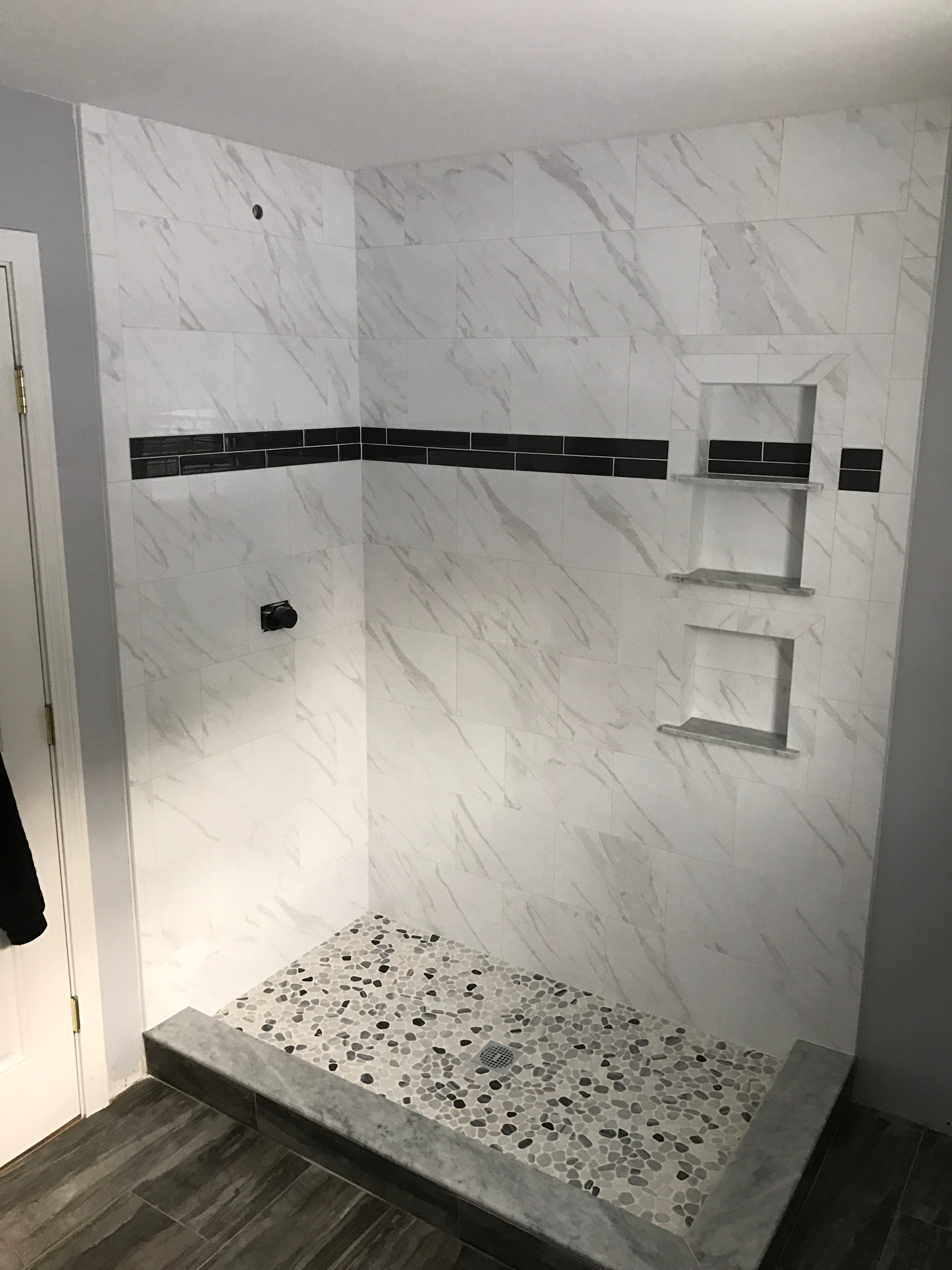 Custom shower and soap tray